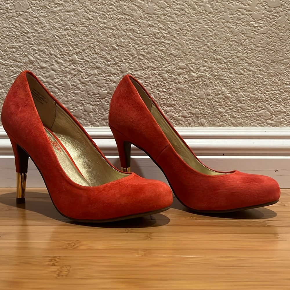 Seychelles orange suede leather high heels women’s size 7 never worn